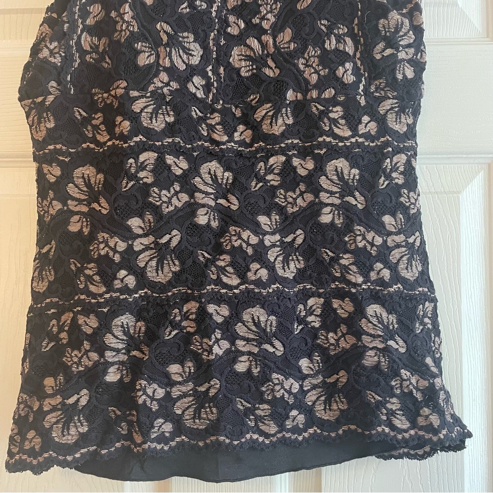 Karen Kane Large Black Tan Floral Lace Sleeveless Top - Picture 10 of 12